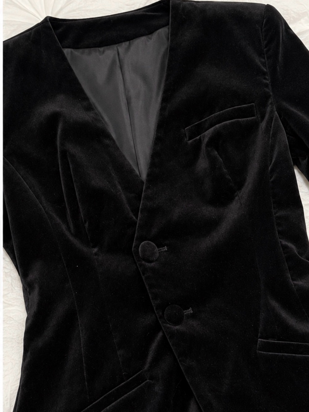 Zara Black Velvet Blazer-Style Jumpsuit